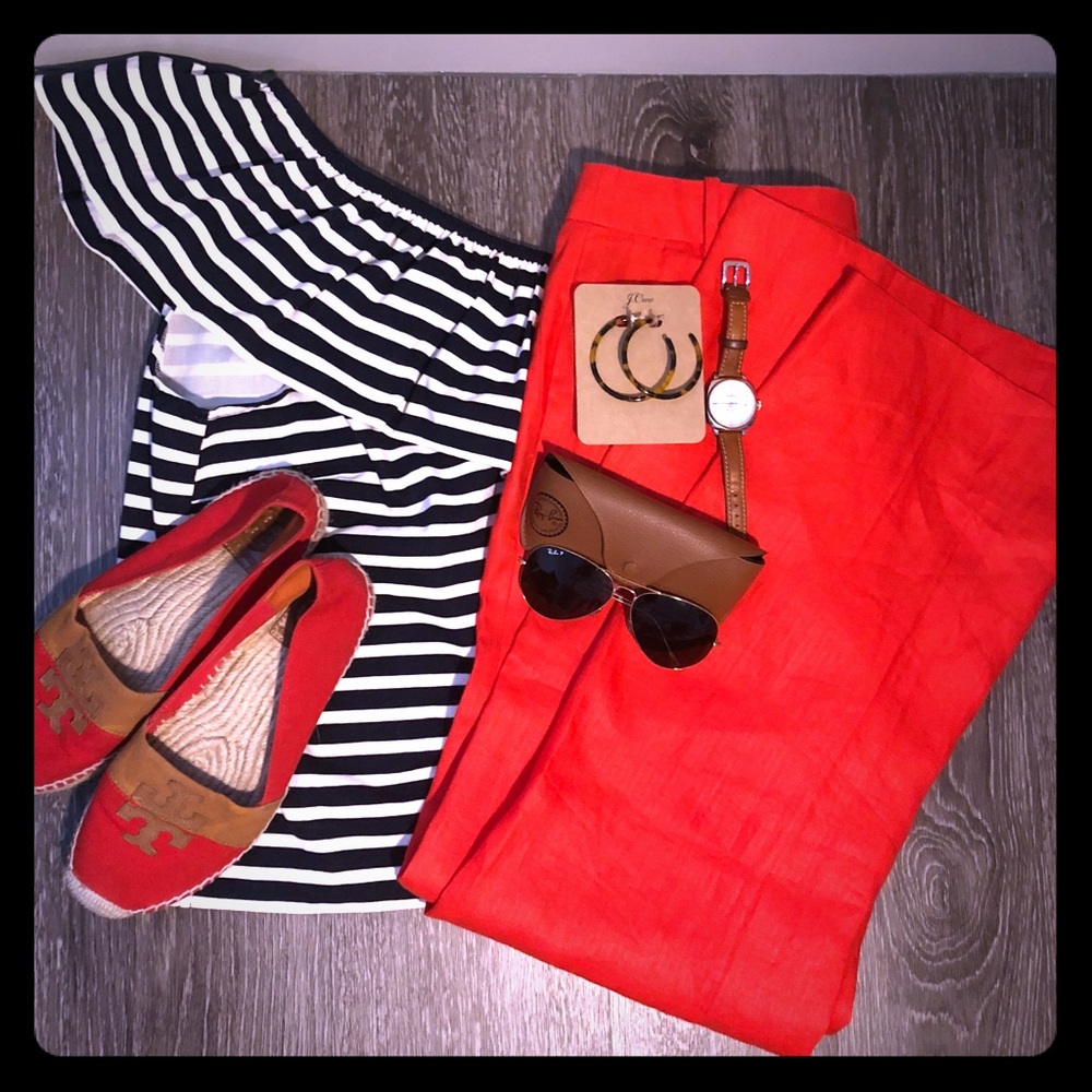 JCrew Red linen pants- size 6